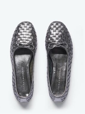 Frida Salvador Metallic Ballet Flats - gunmetal